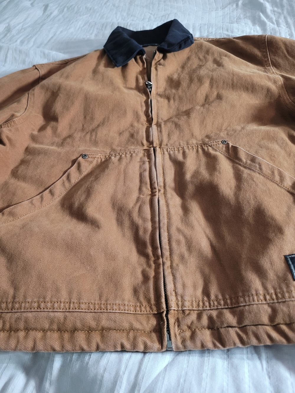Zara Vintage Style Tan Workwear Jacket | Button Front | Size Large